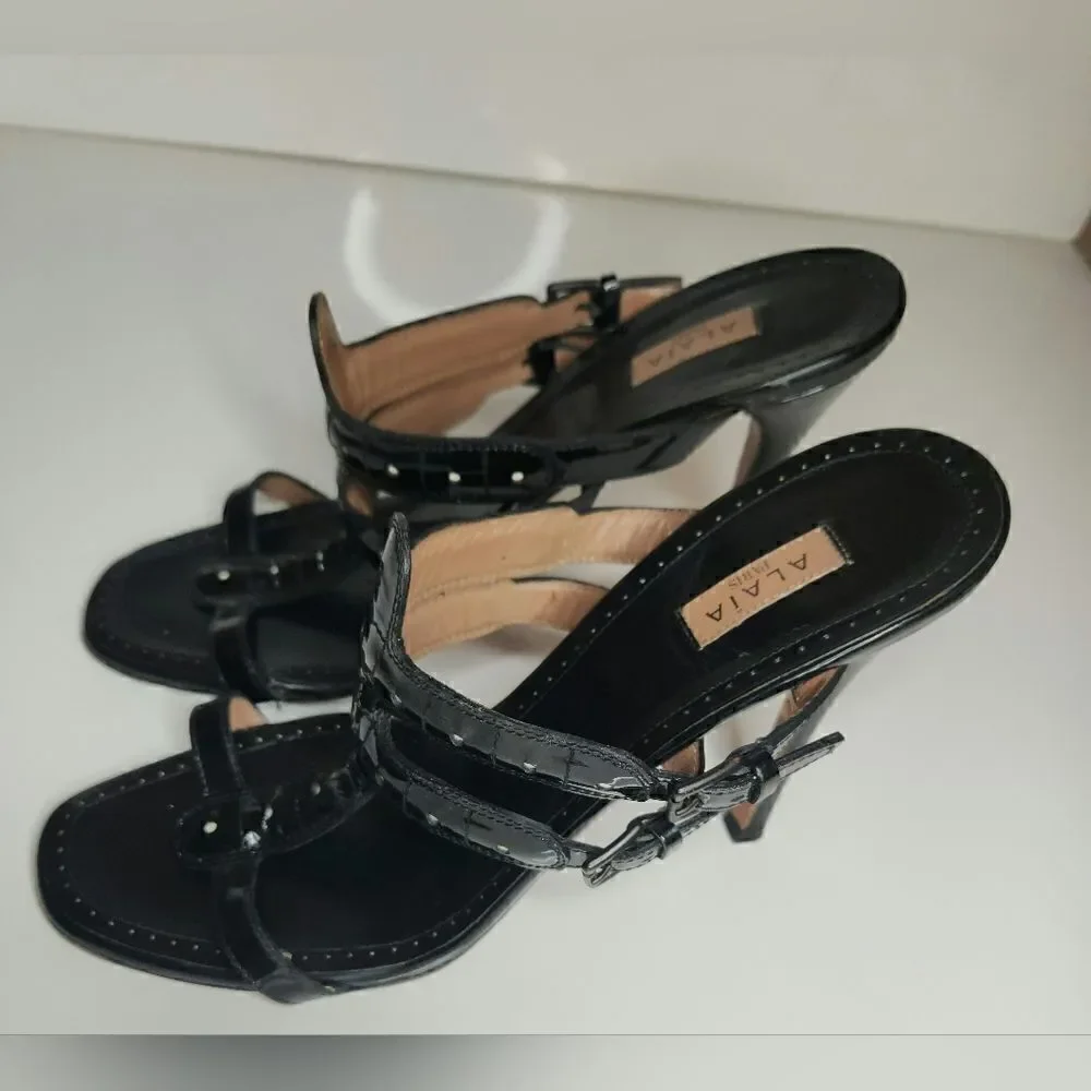 Alaïa Paris slip on heels black leather size 39